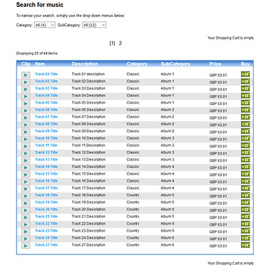 Ajax style store front layout